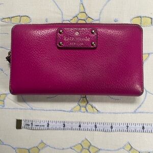 Kate Spade Bright Fuchsia Leather Zip-Around Wallet